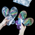 2024 new fashion women's slippers - summer rhinestone stylish ladies' outdoor wear, girly heart-shaped flat color block sandals