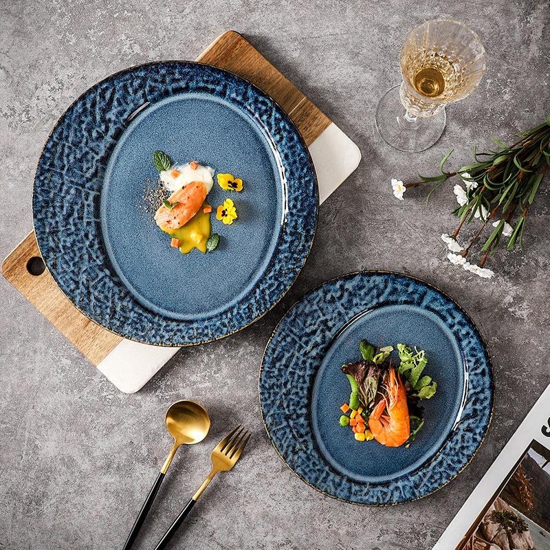 High-style embossed creative western dinner plate, ceramic steak plate, dessert platter, unique and trendy "ins" style, kiln-fired household dinner plate