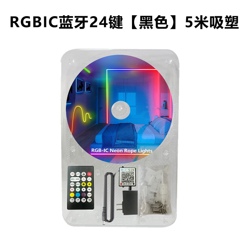 Bluetooth voice-activated magic neon light DIY horse racing water atmosphere light rgb silicone light strip 30 meters  spot