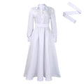 D532  european and american women's clothing  autumn new arrival big swing solid color turn-down collar long sleeve a-line dress african dress