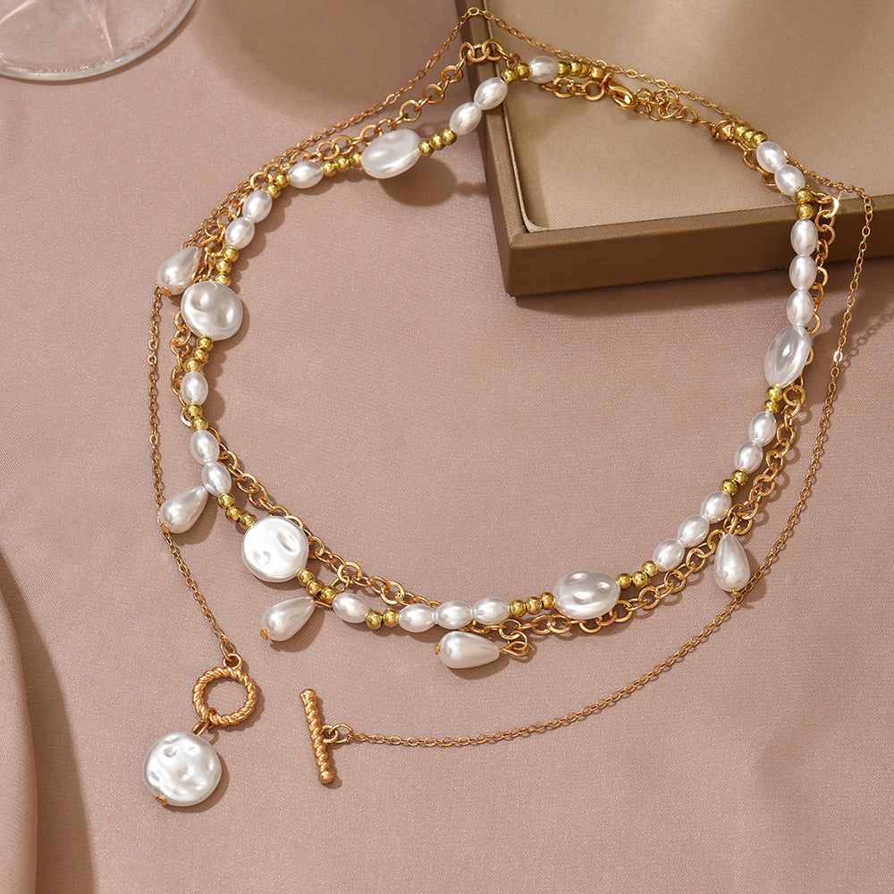 Pearl sweater chain wholesale european and american cross-border light luxury high-end necklace women's french retro stacked long clavicle chain