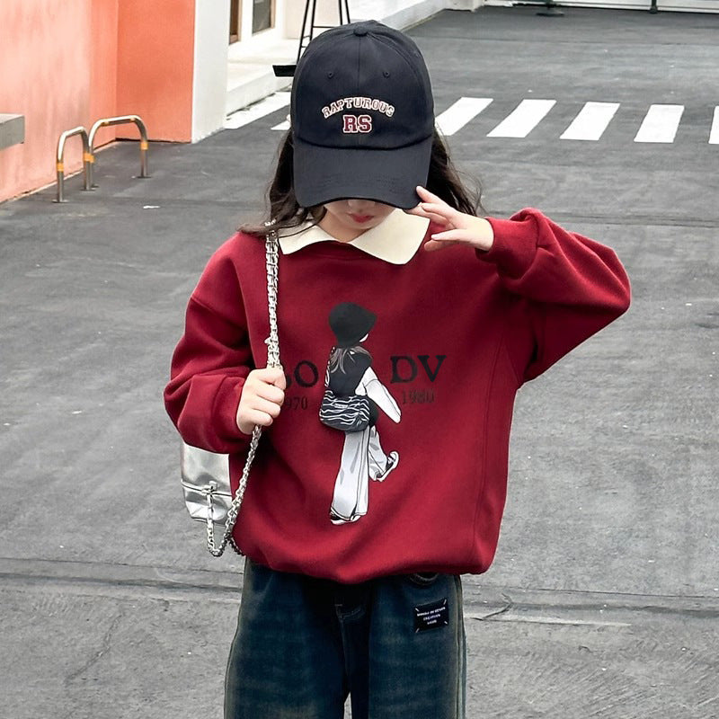 Girls' spring sweatshirt & spring/autumn polo shirt -  new korean style trendy tops for fashionable kids