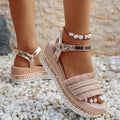 European and american cross-border trade women's sandals - single strap, plus size, buckle closure,  new thick sole wholesale, plus size available