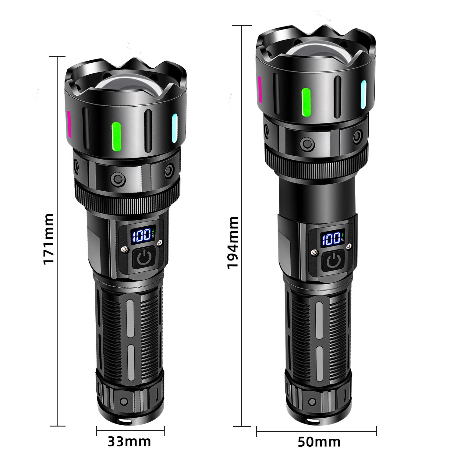Cross-border new white laser flashlight TYPE-C rechargeable zoom digital display with fluorescent strong light remote light led flashlight