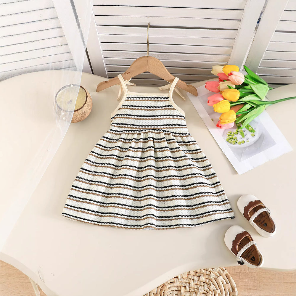 new arrival: mori girl style fresh girls' sundress - textured striped cami dress