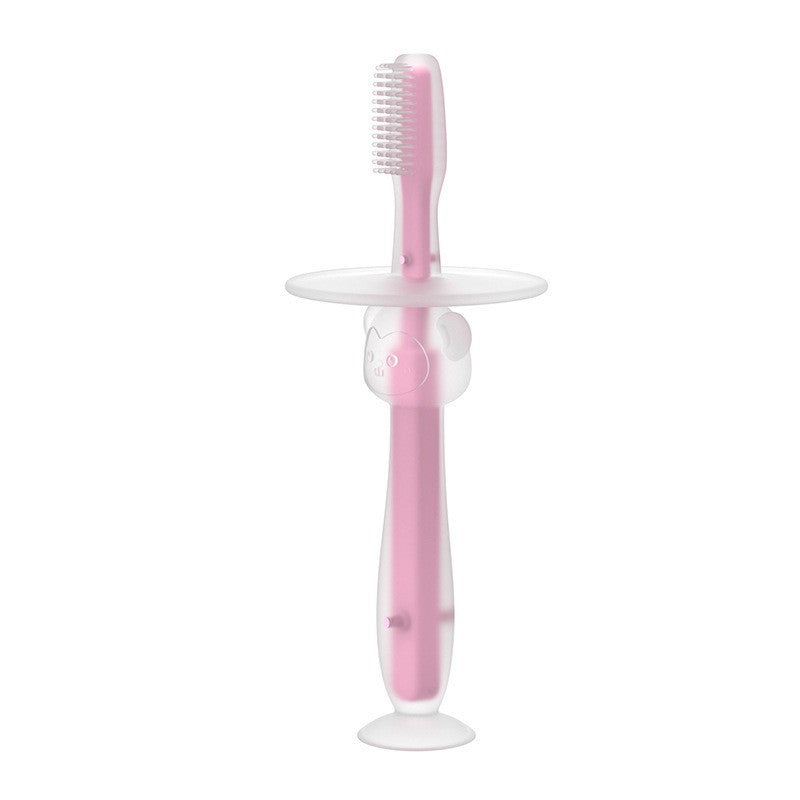 English Card Pack Children's Toothbrush Baby Silicone Toothbrush Baby Training Brush Standing Suction Cup Toothbrush Tongue Coating Brush