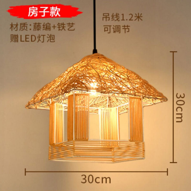 Japanese chandelier restaurant light tatami light new Chinese bamboo lamp zen light tea room light Chinese style bamboo art lighting