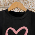 spring/autumn casual new style girls' bubble sleeve printed top + heart-shaped a-line skirt set