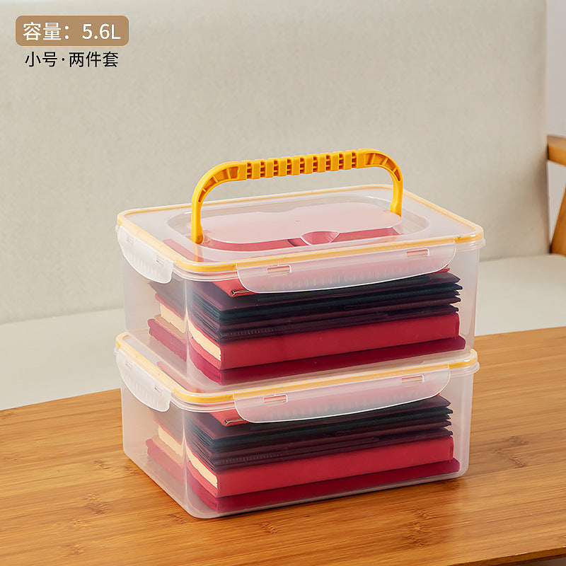 Desktop file box, file box with lid, dust-proof portable certificate storage box, plastic a4 paper printing paper finishing box.