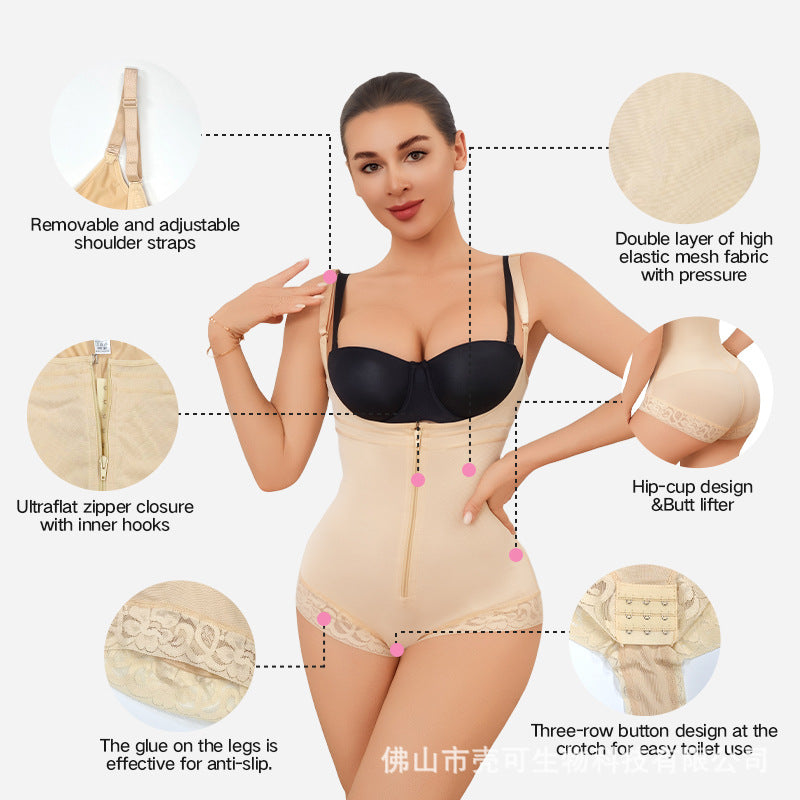 Xiyin tik  hot-selling one-piece body shaper zipper triangle zipper hip lift body shaping tummy control corset