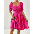 code new arrival  women's elegance casual square neck dress back strap cut out
