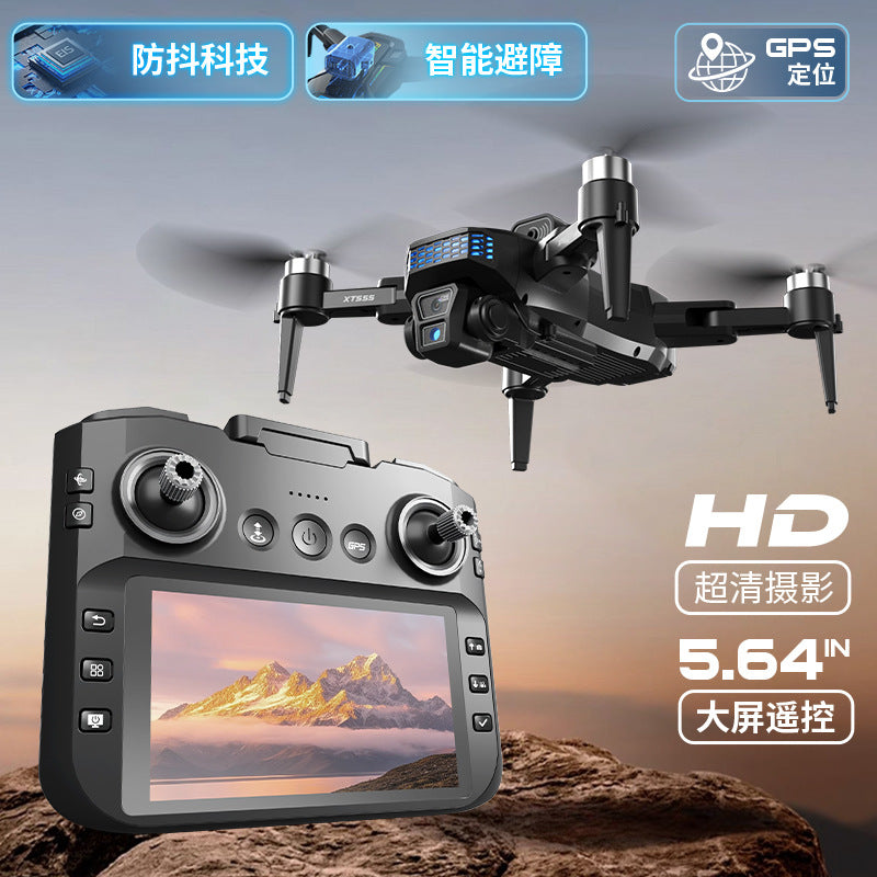 Xt555 drone: gps return-to-home, hd dual camera aerial photography, long-endurance quadcopter with large screen remote control