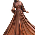 Amazon's new  spring summer popular color waist hanging neck large swing sexy avocado green dress long skirt