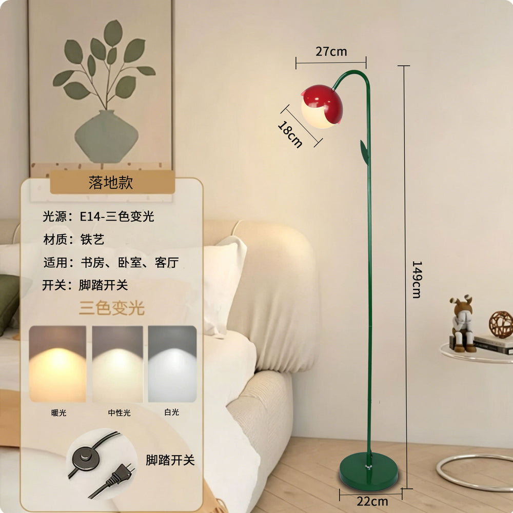 Dopamine floor lamp - perfect for living room sofas, memphis-inspired red flower table lamp, ideal for kids' princess bedrooms as a night light
