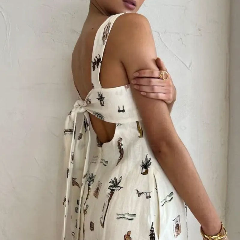 cross-border e-commerce european and american women's clothing: new summer sleeveless tie-up cami sexy printed maxi dress