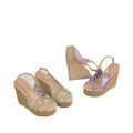 2026 new korean style transparent printed wedge sandals platform fish mouth women's shoes vacation style height increasing slides