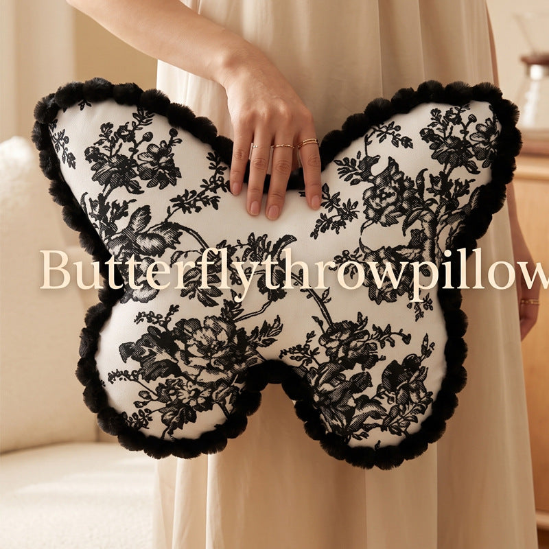 French-style thickened butterfly throw pillow - premium chair cushion, home sofa bed headrest, tatami floor mat