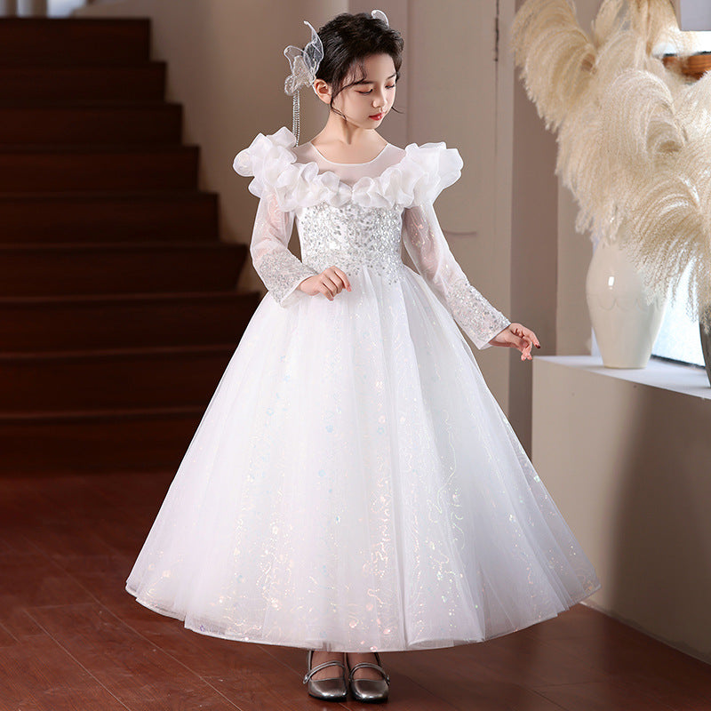 Girls' evening gown princess dress - new  birthday tutu dress for hosts, piano performances, and stage shows