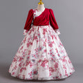 New in stock girls floral evening dress chiffon long sleeves princess dress model catwalk dressgirl dress