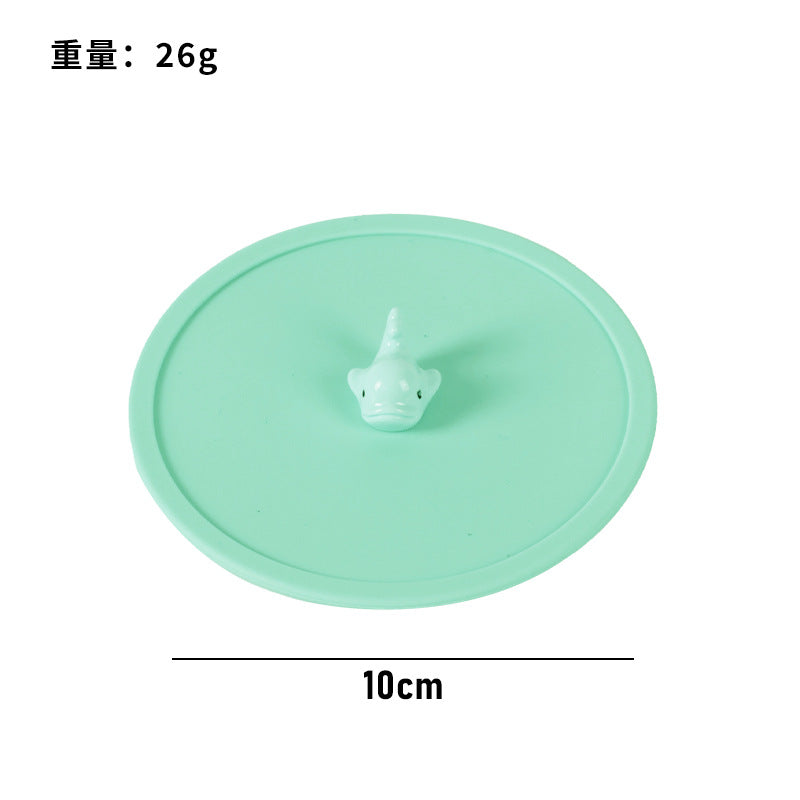 Silicone cup lid - food grade, cartoon design, creative, dustproof, leak-proof tea cup/water cup lid - multi-purpose sealed fresh-keeping lid