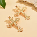 Wholesale metal cross earrings - cross-border hot seller, alloy accessories, women's fashion, vintage, niche, hollow flower earrings