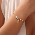 Amazon cross-border creative zircon butterfly 26-letter bracelet - minimalist fashion gold bangle jewelry gift for women