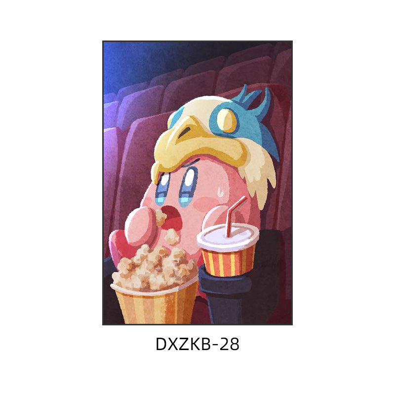 Star Kirby decorative painting pink girl bedroom children's room hanging painting cartoon animation cute princess bedside mural