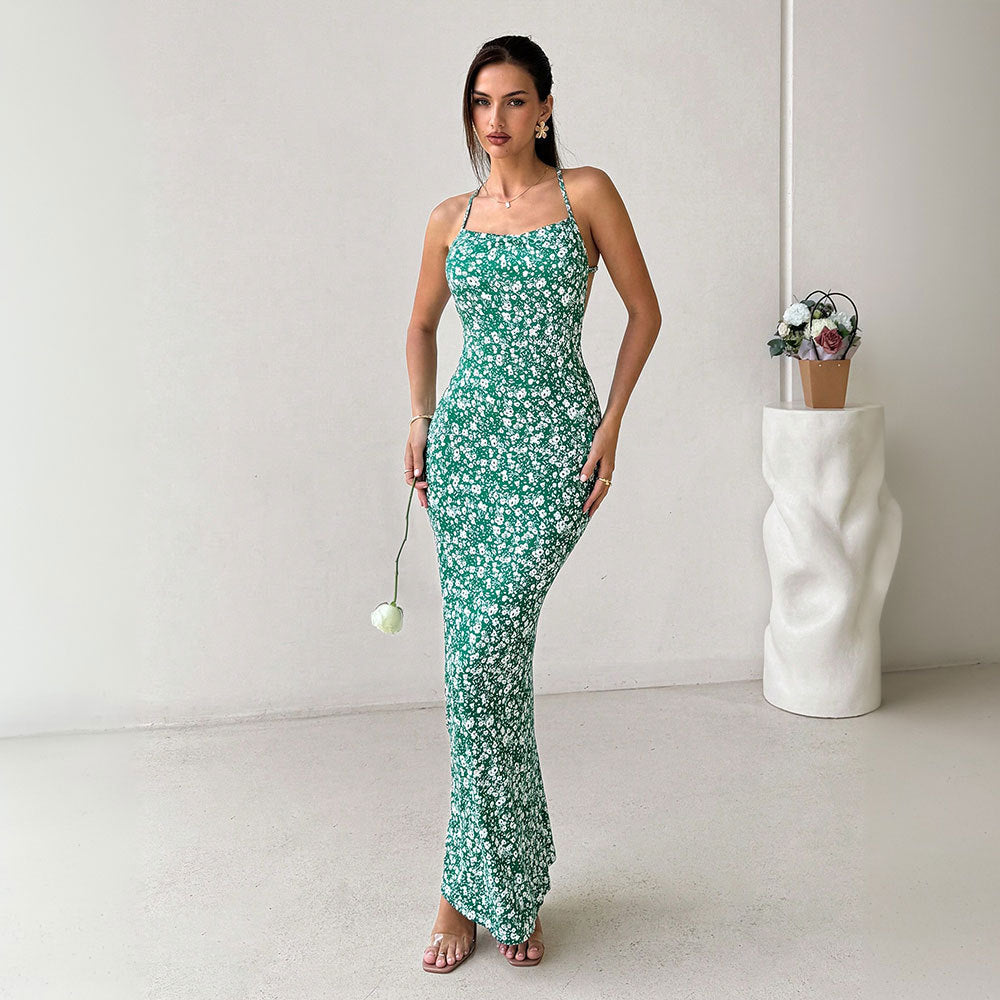 women's spring/summer  new collection: sweet & fresh floral print sundress with spaghetti straps and open back – perfect for vacation!