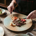 New creative ceramic plates - japanese retro round dinner plates, steak plates - wholesale for home and hotel tableware manufacturers
