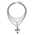 Hip-hop choker wholesale, european and american cross-border jewelry, multi-layered stacked cross pendant necklace, women's high-end collarbone chain