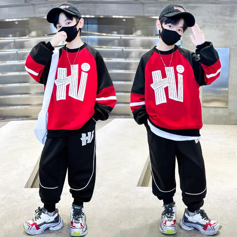 Kids' fall outfit: cool & stylish hoodie set - trendy boy's  new arrival - handsome two-piece set for boys, perfect for spring and autumn