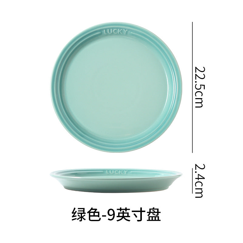 French-style matte ceramic plate, high-end aesthetic, cake plate, creative round fruit and dessert plate, steak plate, plating dish