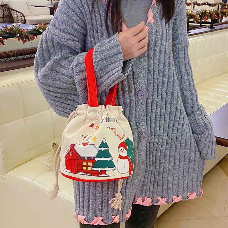 New Foreign Trade Spot Christmas Gift Bag Cartoon Santa Snowman Tote Bag Canvas Bag