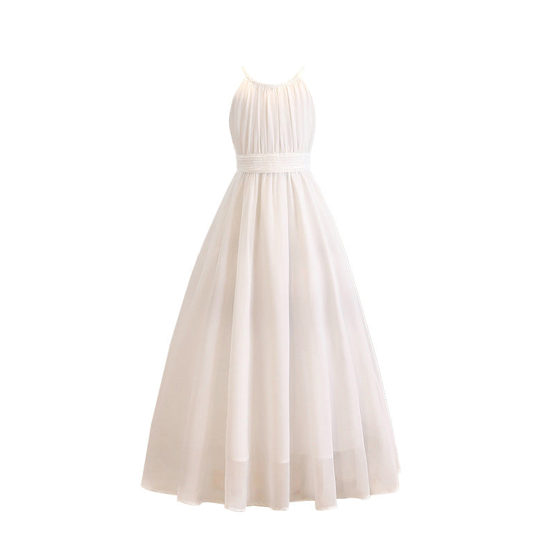 Girls' fashionable and stylish simple dress - chiffon princess dress for mid-to-large children - summer clothing - cross-border wholesale