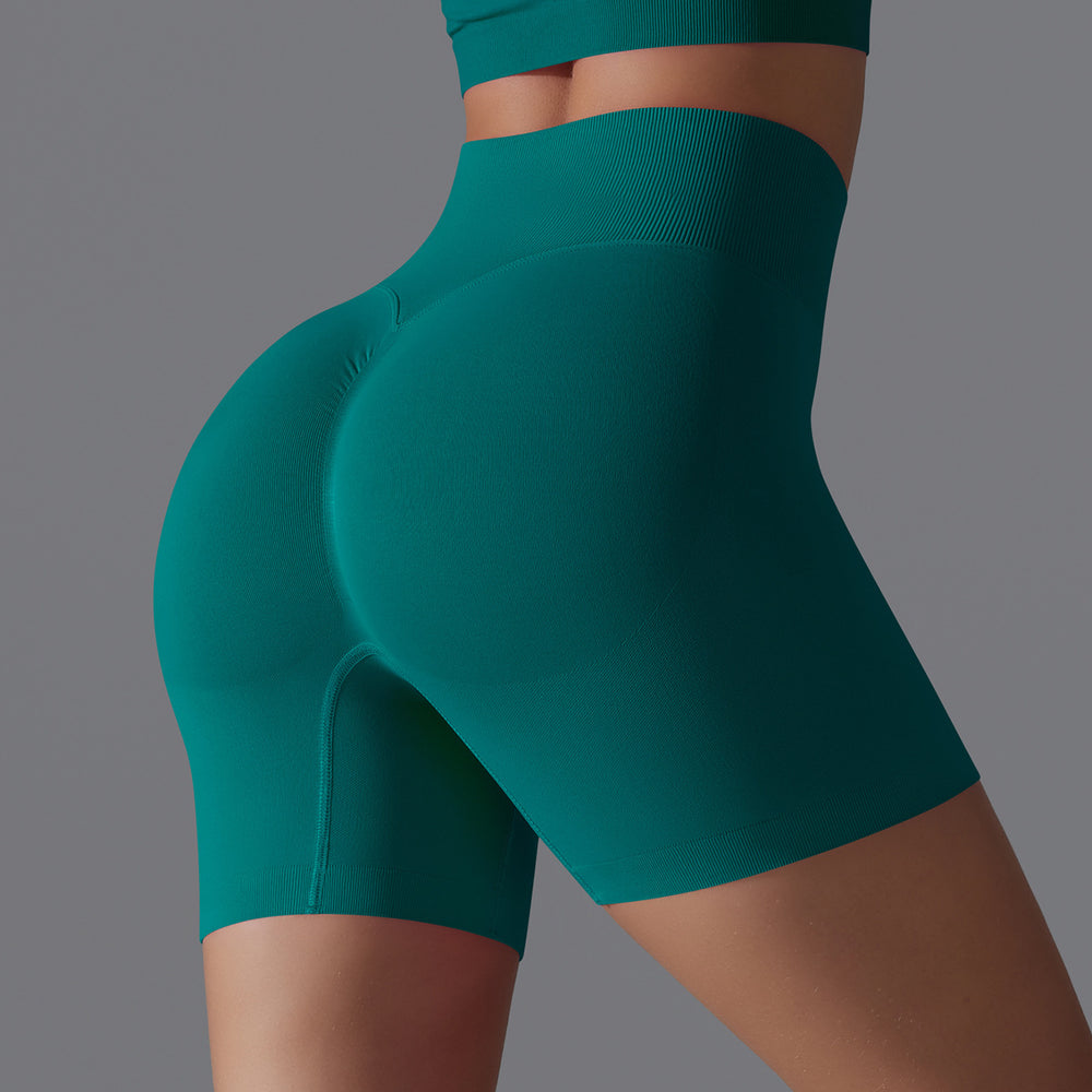 Fashion cross-border seamless pure color yoga shorts tight running fitness yoga clothes high waist butt lift peach sports pants