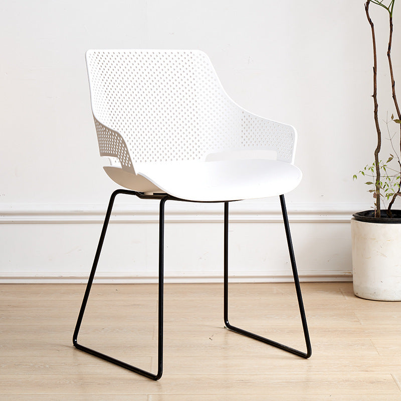 Nordic style iron and plastic backrest dining chair - suitable for dining room, outdoor, bedroom vanity, library, and casual seating