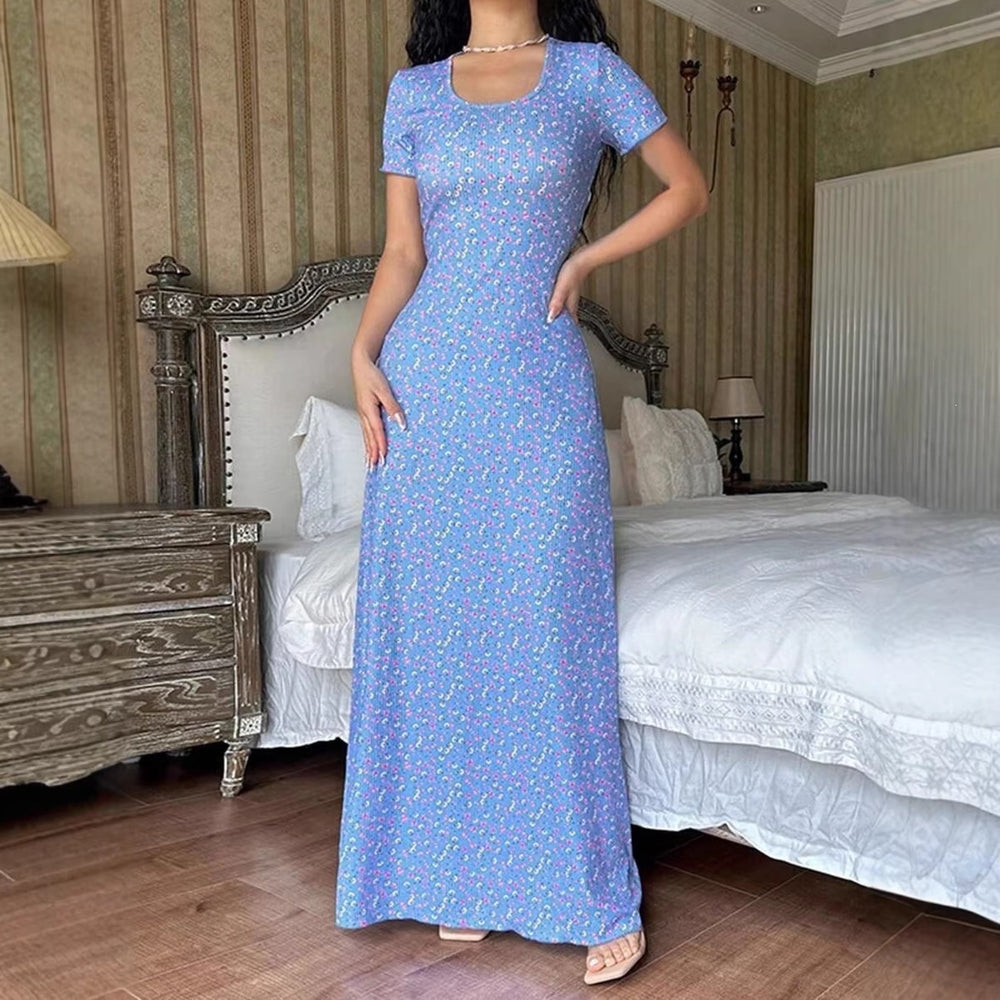 Women's apparel: hot-selling styles for cross-border e-commerce on , tiktok shop, and  - new fashionable printed u-neck back-tie dresses for summer