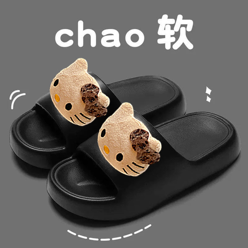 Cute cartoon slippers women's spring/summer outdoor wear new thick sole eva non-slip couple's home flip-flops