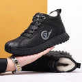 Men's winter warm cotton shoes - fleece lined, non-slip, casual high-top cotton shoes for men, elderly cotton shoes, men's leather cotton shoes for seniors