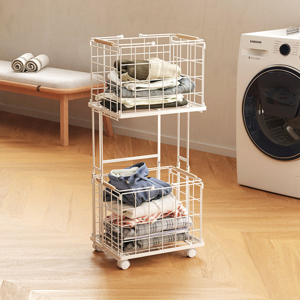 Dirty laundry basket Multifunctional wrought iron Two-layer storage Removable folding laundry classification Dirty laundry basket Bathroom Home simplicity