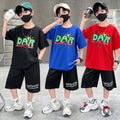 Boys'  new student ice silk clothing set - summer sports outfit for teenagers: cool and trendy short-sleeve t-shirt and shorts