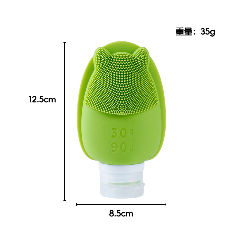 Silicone travel bottle set - shampoo, body wash, cosmetic lotion - travel size squeeze & pump dispenser toiletry bag