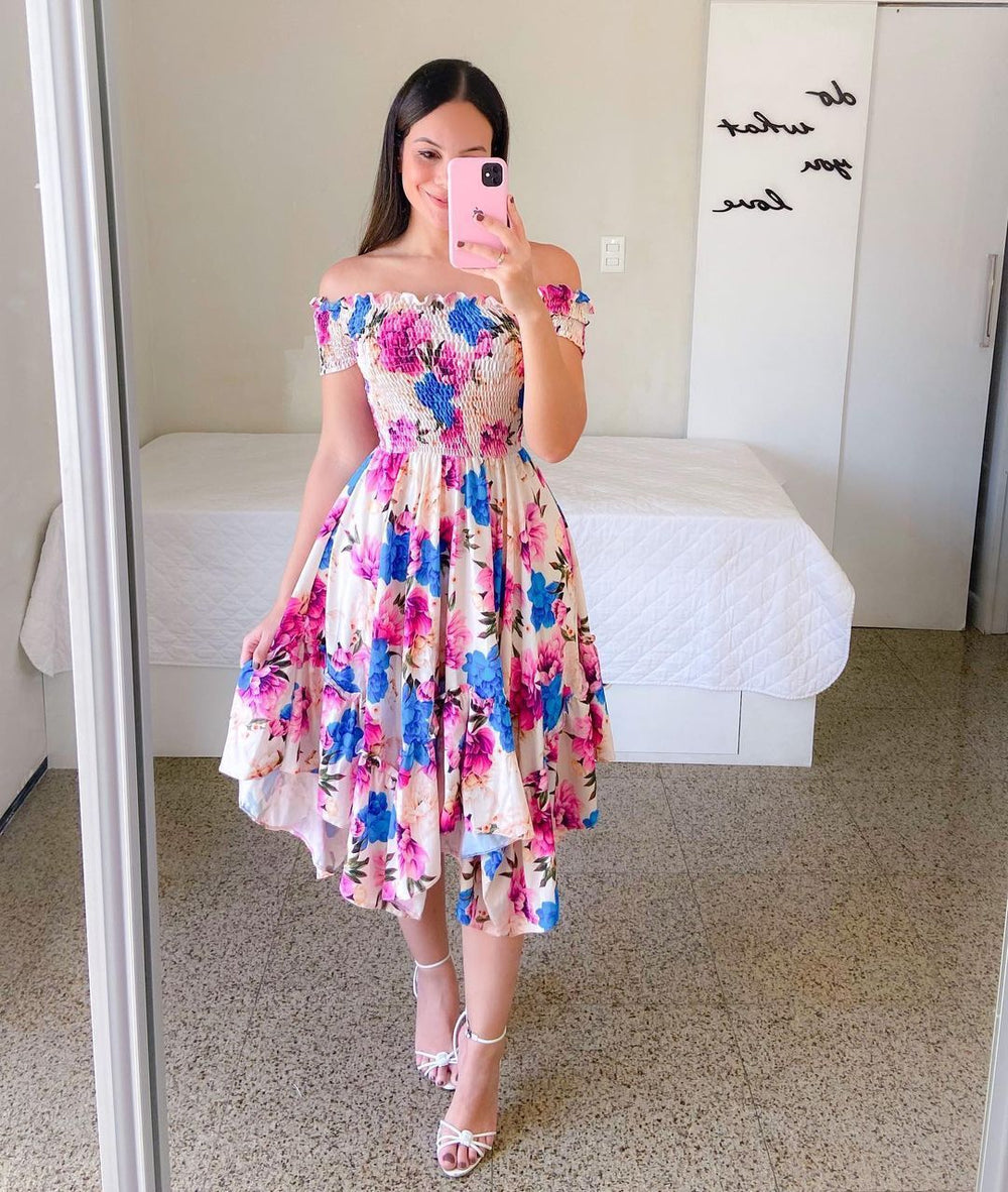 fashion cross-border   one-shoulder asymmetrical off-shoulder short-sleeve digital print dress