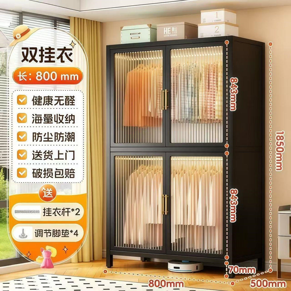 Large capacity steel wardrobe bedroom for home wardrobe rental metal floor standing clothes rack simple assembly storage cabinet