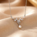 Popular popular elegant copper inlaid zirconium pearl necklace for women accessible luxuryniche stylesweetnew arrival non-fading clavicle chain jewelry