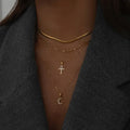 Sweater chain long wholesale european and american cross-border jewelry easter cross pendant personalized moon multi-layer clavicle chain
