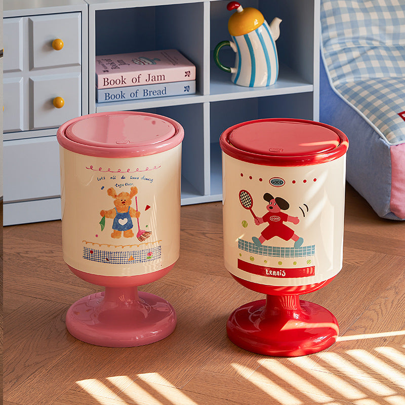 Cute and stylish tall trash can for home use. new model with a spring-loaded lid, perfect for bedrooms, living rooms, and bathrooms. large capacity waste paper basket