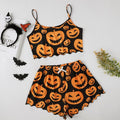 Fashion cross-border   fashion women's clothing skull hand printing suspender tops and shorts home wear suit