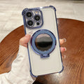 Four-corner electroplated glitter mirror phone case for apple 16 pro, iphone 12/11 with ring stand