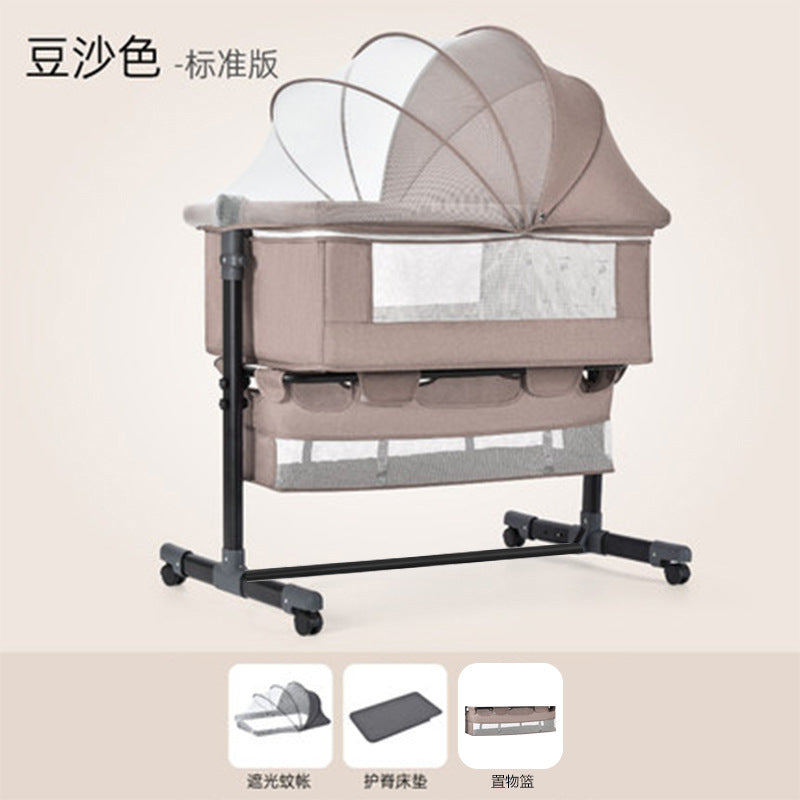 Baby crib newborn bed splicing large bed baby rocking bed bb children's bed cradle bed multifunctional movable foldable